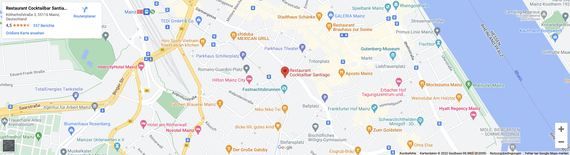 Google Maps Karte vom Santiago Bar in Mainz Standort